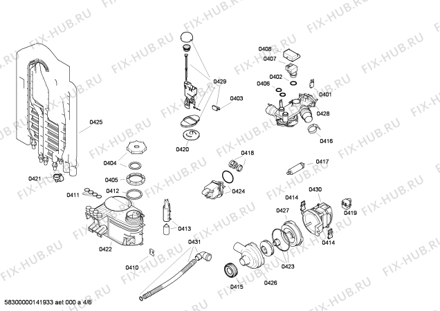 Взрыв-схема посудомоечной машины Bosch SGS55E32FF - Схема узла 04