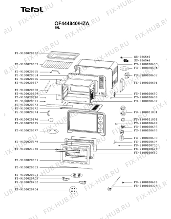 Схема №1 OF444840/HZA с изображением Кнопка (ручка регулировки) для плиты (духовки) Tefal FS-9100021032