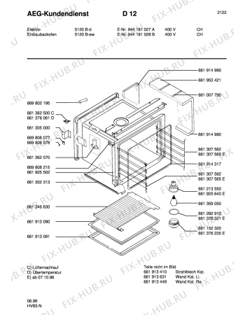 Взрыв-схема плиты (духовки) Aeg 5120B-W CH - Схема узла Section1