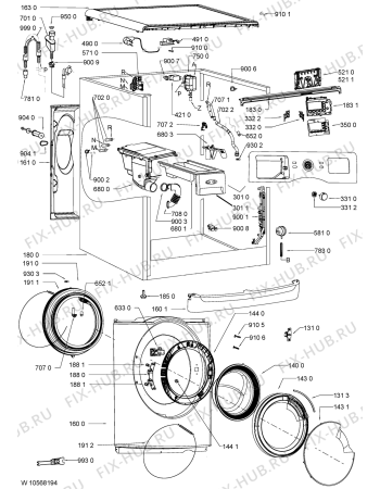 Схема №1 AWOE 91400 с изображением Обшивка для стиралки Whirlpool 481010547887