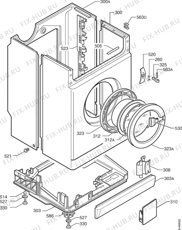 Взрыв-схема стиральной машины Zanussi WDS1002C - Схема узла Cabinet + armatures