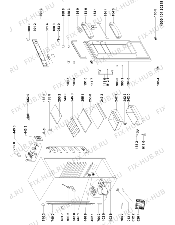 Схема №1 WME18862 A++DFCW с изображением Корпусная деталь для холодильника Whirlpool 481010397698