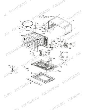 Схема №1 MWHA2022X (F086177) с изображением Дверца для плиты (духовки) Indesit C00309777