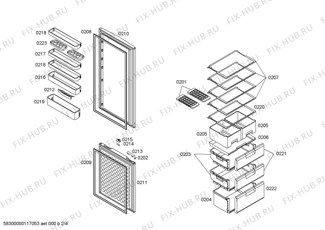 Схема №1 4KF4920A с изображением Дверь для холодильной камеры Bosch 00243647