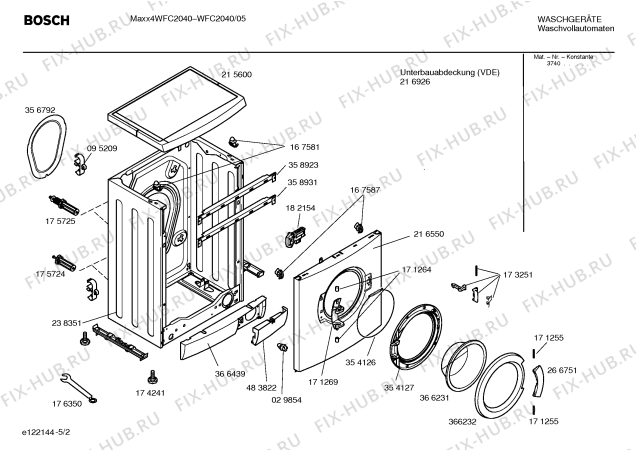 Схема №1 WFC2040 Maxx4 WFC2040 с изображением Таблица программ для стиральной машины Bosch 00581679