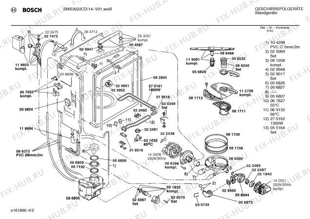 Схема №1 SMS3022CD с изображением Панель для посудомойки Bosch 00288241