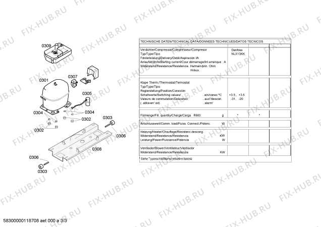 Взрыв-схема холодильника Bosch KGV39X50 - Схема узла 03