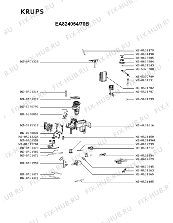 Взрыв-схема кофеварки (кофемашины) Krups EA824054/70B - Схема узла IP004350.6P2