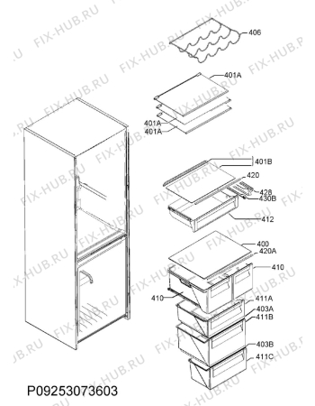 Взрыв-схема холодильника Aeg RCB6372BOX - Схема узла Internal parts