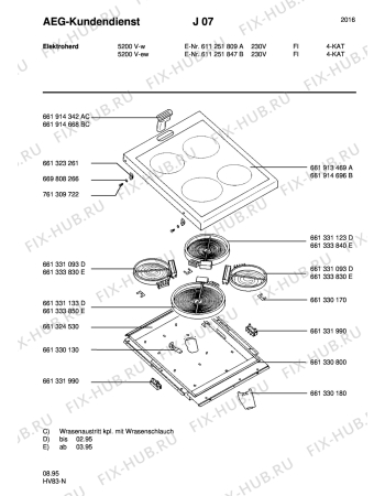 Взрыв-схема плиты (духовки) Aeg 5200V-W SF - Схема узла Section1