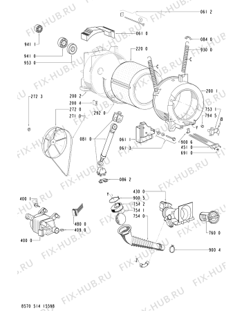 Взрыв-схема стиральной машины Indesit AWM514558 (F092392) - Схема узла