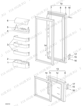 Взрыв-схема холодильника Electrolux ERB37098C - Схема узла Door 003