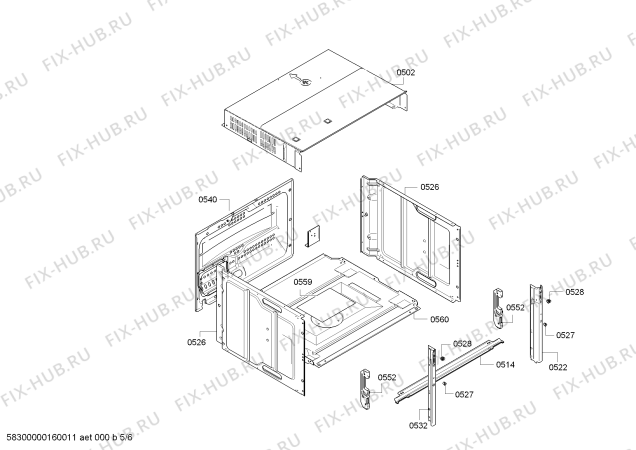 Взрыв-схема плиты (духовки) Bosch HBC38D754 - Схема узла 05