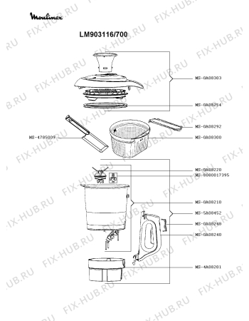 Взрыв-схема блендера (миксера) Moulinex LM903116/700 - Схема узла 0P004420.8P2