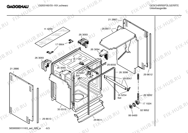 Схема №1 GI203160 с изображением Инструкция по эксплуатации Gaggenau для посудомоечной машины Bosch 00691700