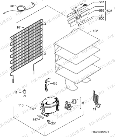 Взрыв-схема холодильника Electrolux CI1201 - Схема узла Cooling system 017