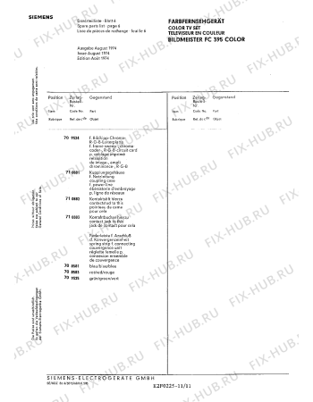 Взрыв-схема телевизора Siemens FC395 - Схема узла 11