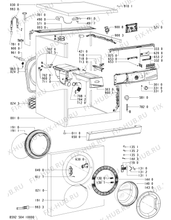 Схема №1 AWO/D 47135 с изображением Модуль (плата) для стиральной машины Whirlpool 480111100975