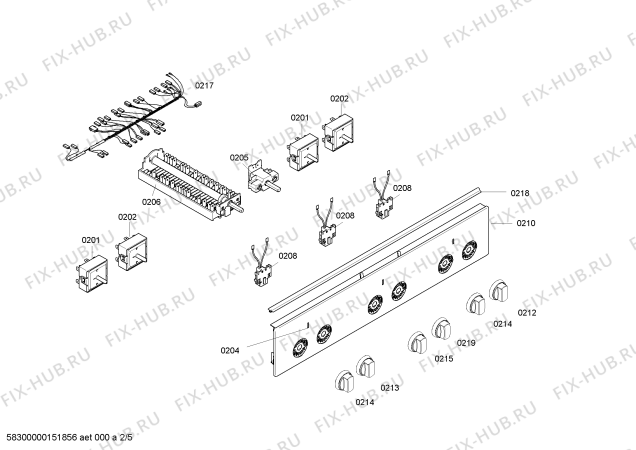 Взрыв-схема плиты (духовки) Bosch HCE724150V - Схема узла 02