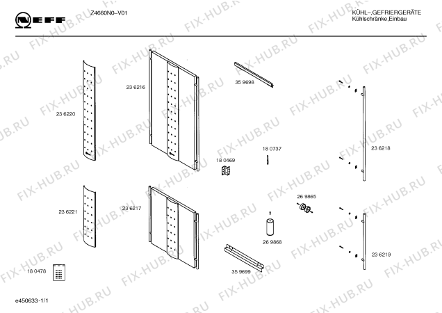 Схема №1 Z4660N0 с изображением Ручка для холодильника Bosch 00236219