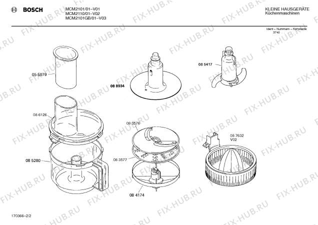 Взрыв-схема кухонного комбайна Bosch MCM2101 - Схема узла 02