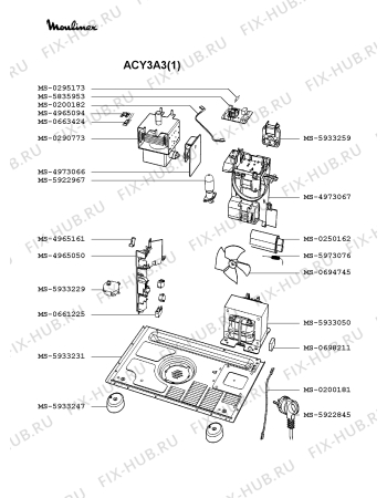 Взрыв-схема микроволновой печи Moulinex ACY3A3(1) - Схема узла MP002039.8P2