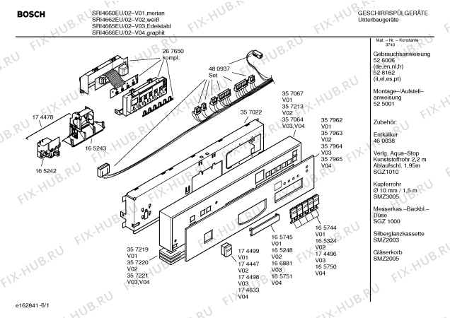 Схема №1 SRI4660EU Silence Comfort с изображением Вкладыш в панель для посудомойки Bosch 00357962