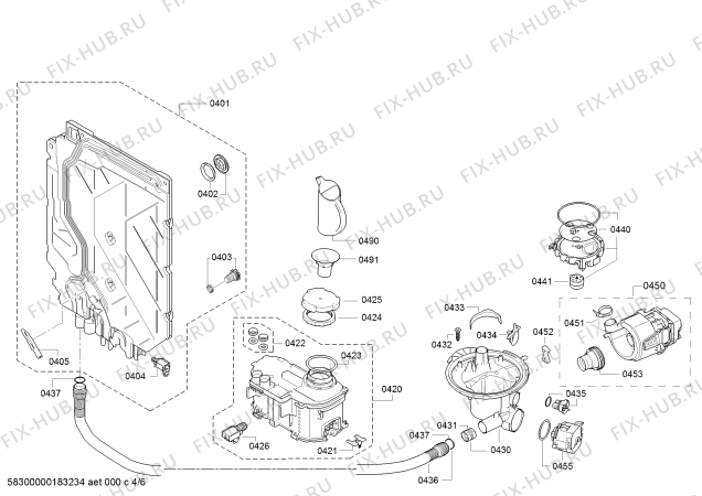 Взрыв-схема посудомоечной машины Siemens SN25L883EU - Схема узла 04