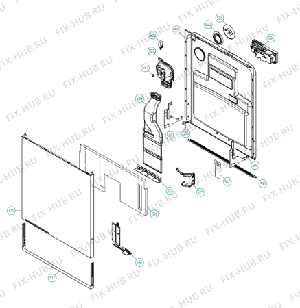 Взрыв-схема посудомоечной машины Asko D5233 XL FI NO   -Titanium FI (338159, DW70.3) - Схема узла 05