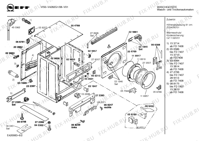 Схема №1 V4282S0 VI51 с изображением Инструкция по эксплуатации для стиральной машины Bosch 00516130