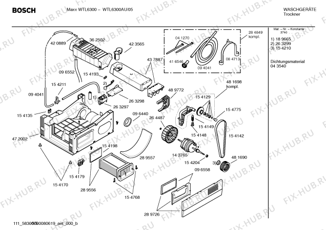 Схема №1 WTL151NL Maxx EXCLUSIV WTL151 с изображением Крышка для сушилки Bosch 00183846