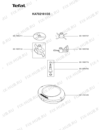 Взрыв-схема кухонного комбайна Tefal KA702161/35 - Схема узла ZP002843.9P2