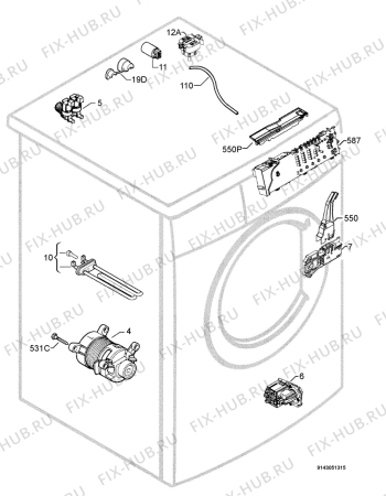 Взрыв-схема стиральной машины Rex Electrolux RWF12085W - Схема узла Electrical equipment 268