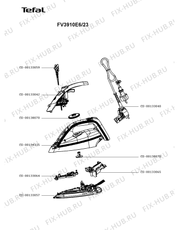 Схема №1 FV3951M0/23 с изображением Рукоятка для электропарогенератора Tefal CS-00134315