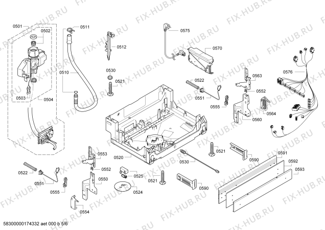 Взрыв-схема посудомоечной машины Bosch SMD86P04DE Exclusiv, Made in Germany - Схема узла 05
