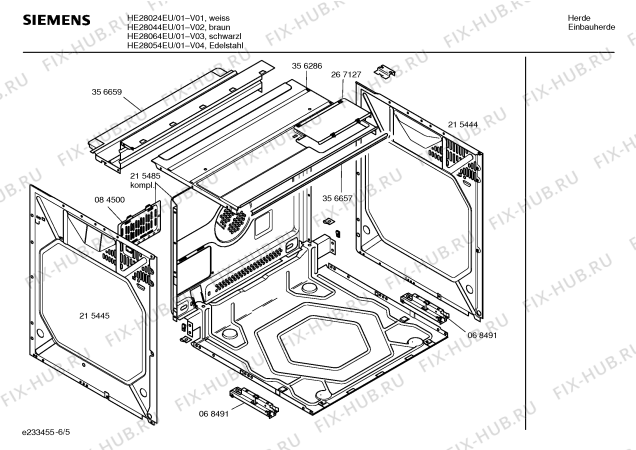 Взрыв-схема плиты (духовки) Siemens HE28044EU - Схема узла 05