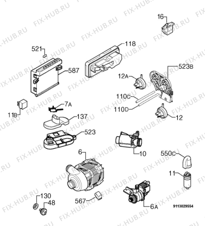 Взрыв-схема посудомоечной машины Aeg Electrolux F44080VI - Схема узла Electrical equipment 268