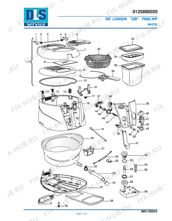 Схема №1 F895.WP с изображением Панель для электрофритюрницы DELONGHI 5925119300