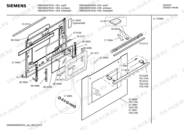 Схема №1 HB55064FN с изображением Панель управления для духового шкафа Siemens 00358678