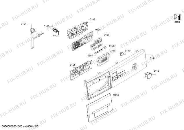 Схема №1 WAK24161AU с изображением Панель управления для стиралки Bosch 11020729