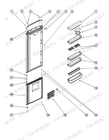 Взрыв-схема холодильника Ariston MBA2185SLLZ (F038765) - Схема узла