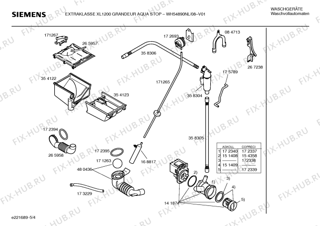 Схема №1 WH54890NL EXTRAKLASSE XL1200 GRANDEUR AQUASTOP с изображением Ручка для стиральной машины Siemens 00480745