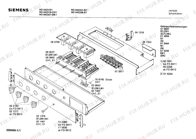 Схема №1 HO642336 с изображением Панель для электропечи Siemens 00112380