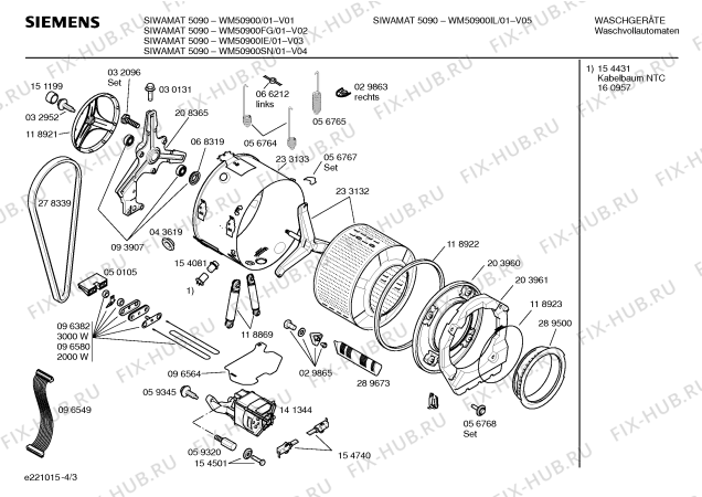 Схема №1 WM50900IL SIWAMAT 5090 с изображением Таблица программ для стиралки Siemens 00517940