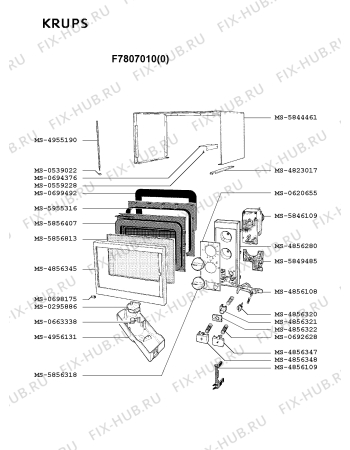 Взрыв-схема микроволновой печи Krups F7807010(0) - Схема узла 2P002354.6P2