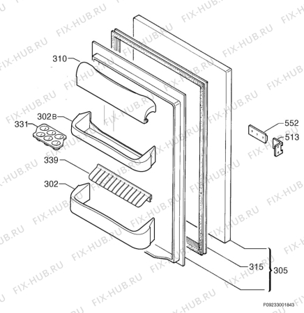 Взрыв-схема холодильника Acec RFI1611 - Схема узла Door 003