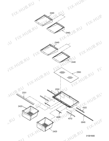 Схема №1 KRFC 9010/IN с изображением Шарнир для холодильной камеры Whirlpool 481241719428