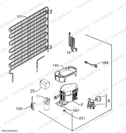 Взрыв-схема холодильника Zanussi ZBA15041SV - Схема узла Cooling system 017