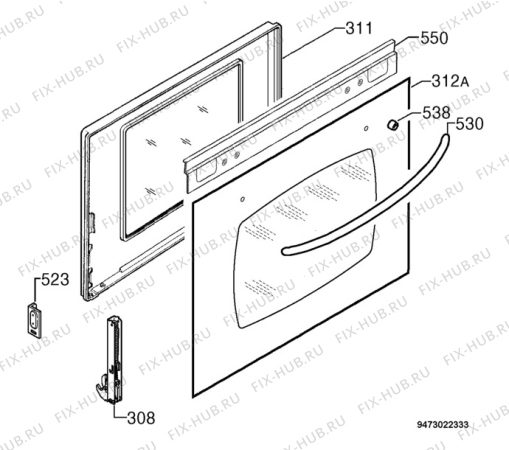 Взрыв-схема плиты (духовки) Zanussi ZLW76AMS - Схема узла Door 003