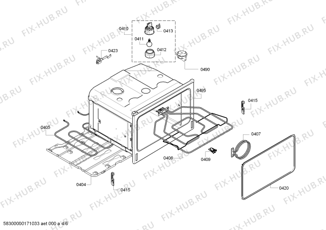 Взрыв-схема плиты (духовки) Bosch HBC33R550 - Схема узла 04